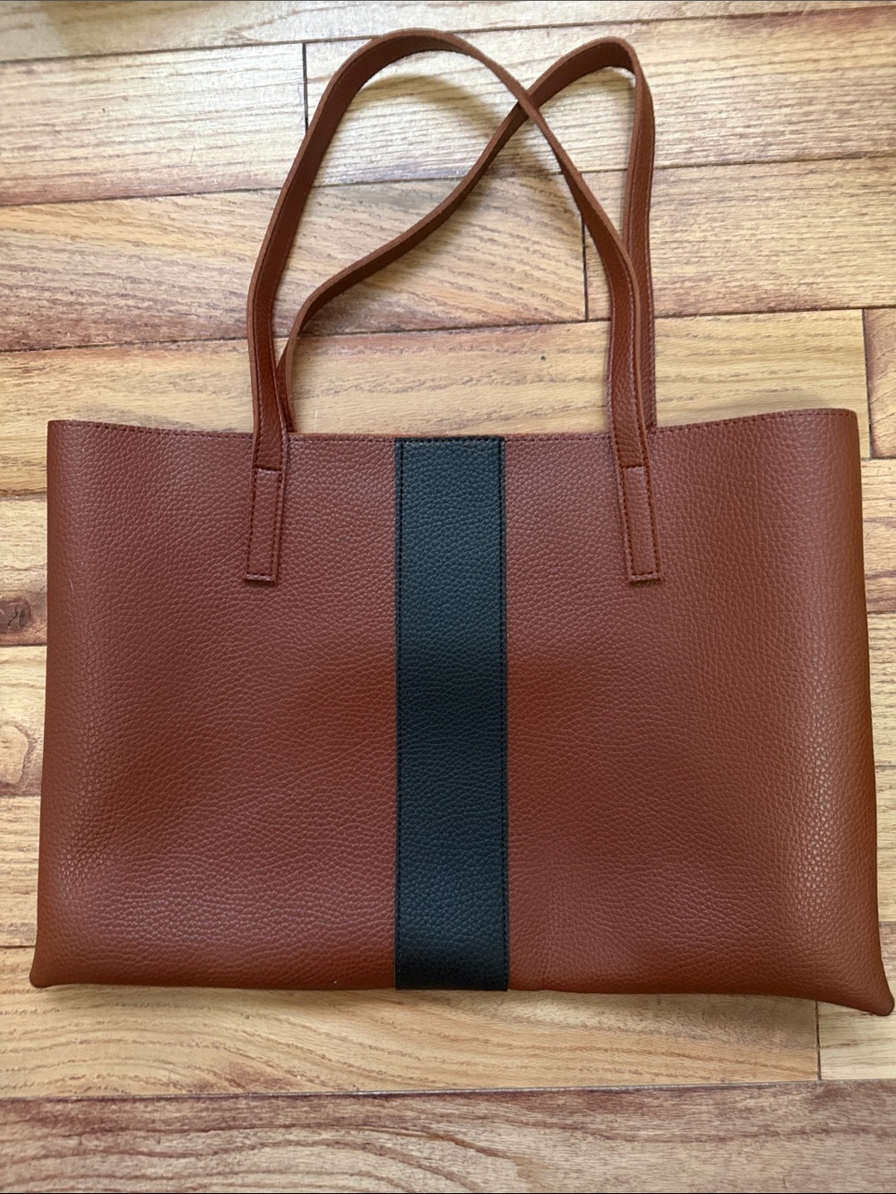Vince Camuto Brown Tote with Black Center Stripe